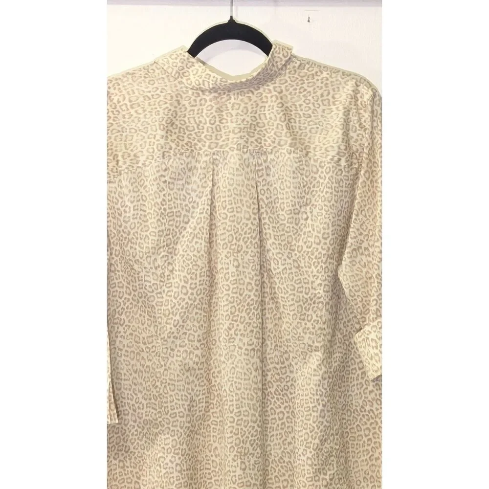 Chico's leopard print no iron collared button up XL - Picture 6 of 8